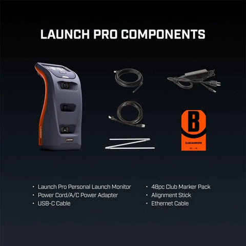 Launch Pro Circle B Edition Golf Launch Monitor Bundle With Tour Level Accuracy For Indoor And Outdoor Use Components