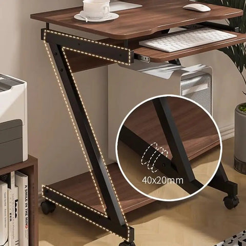 Cute standing desk featuring smooth adjustable height and keyboard tray, ideal for multi-use home office setups.