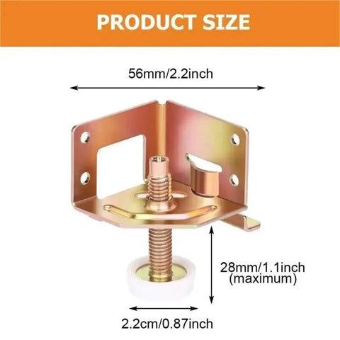 Product size of Eight Adjustable Furniture Feet Set For Leveling On Uneven Floors No Wobble with dimensions and threaded post
