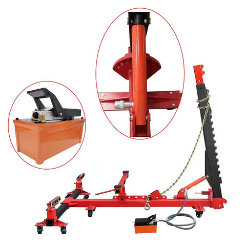 Beast Of A Car Frame Repair Machine With Puller And Straightener For Auto Body Restoration, 10 Ton Capacity 98KN, includes hydraulic components