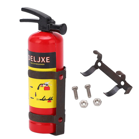 Badass Scale RC Car Mini Fire Extinguisher Decor Gadget With Plug And Play Sticker Mounts Vivid Simulation Detail For Axial SCX10 WPL MN Series Ride Ready Red Upgrade with mounting hardware.