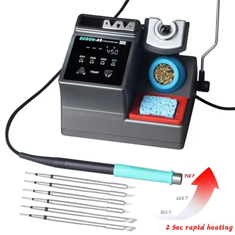 Digital Soldering Station With Rapid Heat Up, 120W 110V Universal Power, Includes Six Interchangeable Soldering Tips, Temp Range 212 to 842 F