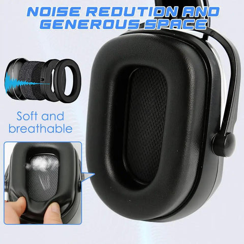 Heavy Duty Bluetooth Hard Hat Earmuffs With NRR 26Db Noise Cancelling Hearing Protection detailed ear cup with breathable material