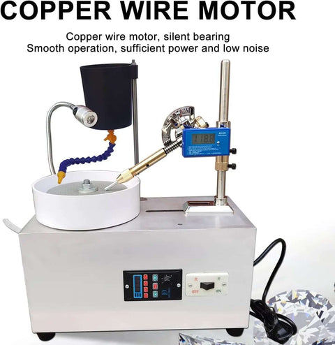 Badass Jade And Gemstone Water Grinder With Digital Angle Display Hella Adjustable 0 To 2800 Rpm Speed 180W Copper Motor Rust Resistant Steel Quiet Operation Ultimate Desk Tool For Rock Polishing Arts with copper wire motor and adjustable speed display.
