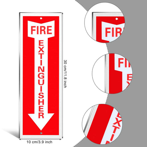 4 Pack Fire Extinguisher Signs 4x12 Inches Aluminum Laminated For Ultimate UV Weather Scratch Water Fade Resistance Indoor Outdoor Red And White Easy To Spot Eye Catching Emergency Safety Notices For Home Office Garage