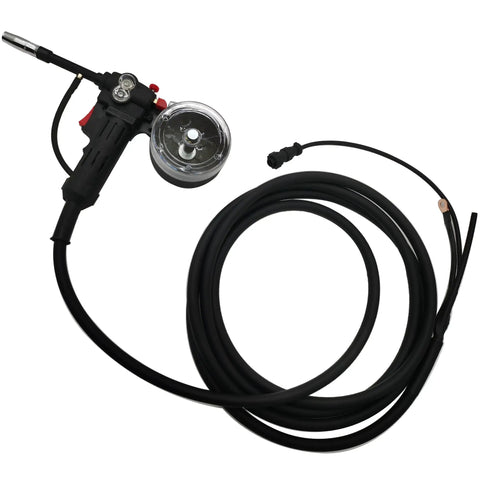Aluminum Spool Gun for Miller 210 Spoolmate 3035 with 5M cable, DC24V nylon body, visible clear cover for aluminum welding.