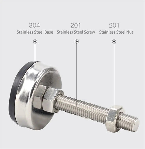 Stainless Steel Adjustable Lathe Leg Leveling Feet With Threaded Body No Wobble Precision Height Tuning Swivel Base 10 Pack