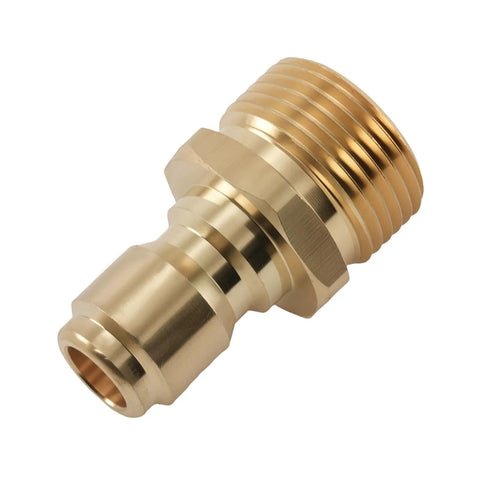 Front view of Two Gun Pressure Washer Splitter Tee, Three Eighth Inch Brass Quick Connect Fitting for dual gun system.