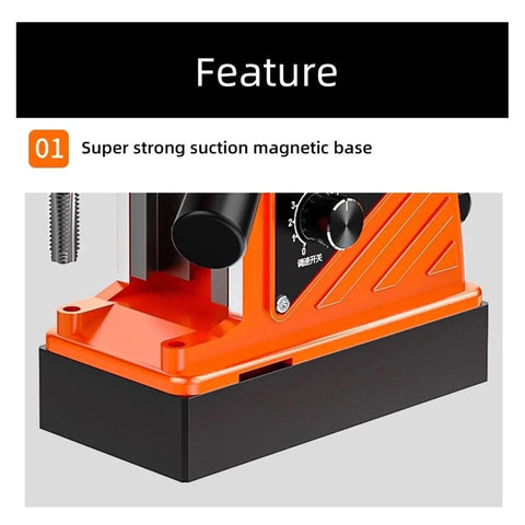 Beast Mode Heavy Duty Magnetic Drill Press for Metalwork and Construction showing super strong suction magnetic base.