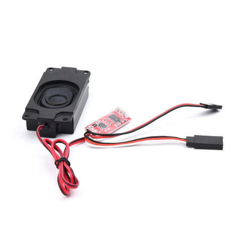 Beefy Diesel Engine Sound Module For RC Cars with wires and circuit board, fits between receiver and ESC, powered by 2S LiPo