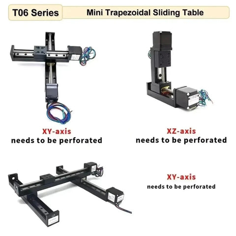 Badass T Type Cnc Linear Slide Table With Mini Xyz Actuator Stage And Nema Motor Driven Precision Guide Rail Platform image showing XY and XZ axis components.