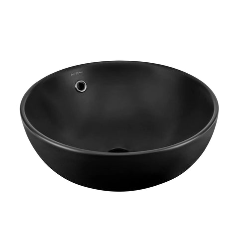 Sublime Round Vessel Sink In Matte Black With Above Counter Installation, Durable Non Porous Scratch Resistant Ceramic, No Faucet Included