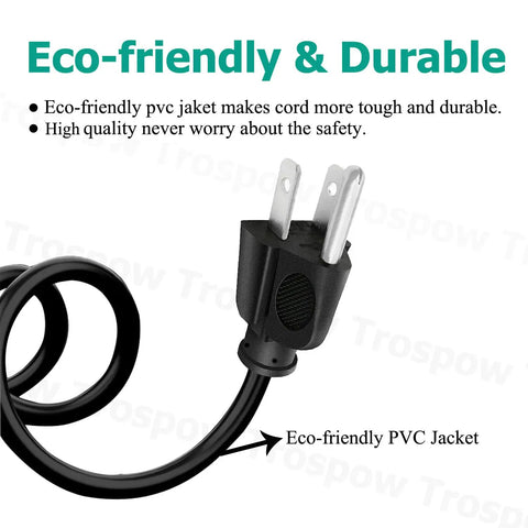 3 Prong AC Power Cord For Studio Monitors And Subwoofers 8.2ft Replacement Cable 125V 10A Heavy Duty Eco-friendly PVC jacket