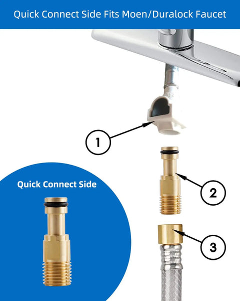 Versatile Kitchen Sink Side Sprayer With Quick Connector 1/4 Inch Female Thread Hose Fitting Brushed Nickel Finish Details