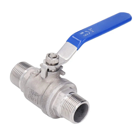 Heavy Hitter 3/4 Inch Ball Valve Built From 304 Stainless Steel With NPT Male Thread Ends And A Non Slipping Hand Lever.