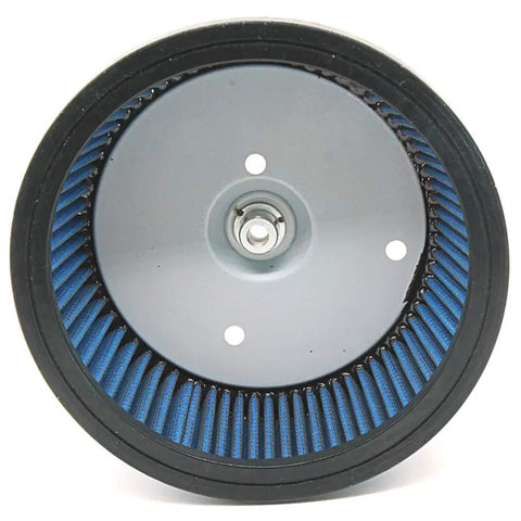 Front view of HD 0800 Air Filter Replacement 29442 99E For Harley Davidson, showing blue high-flow filtration media and central mounting hub.
