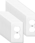 Bulk 50 Pack White Outlet Covers Duplex Wall Plates 1 Gang Standard Size 4.50 x 2.76 Inch Polycarbonate Thermoplastic Receptacle Covers
