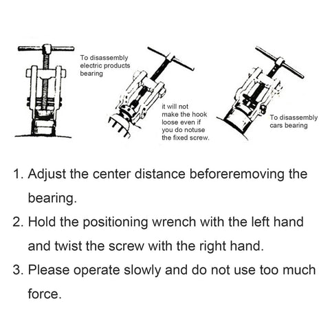 ChgImposs 3-Inch 2-Jaw Gear Puller instruction diagrams showing assembly steps