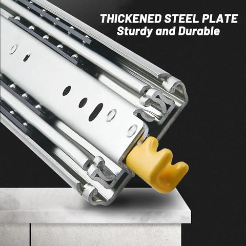 Beefy Heavy Duty Drawer Slides With Lock, Side Mount Full Extension Ball Bearing Rails, rust resistant electroplated steel