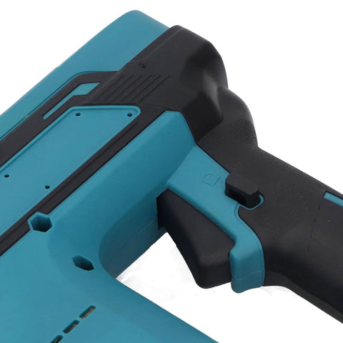 Close-up view of Lightweight Cordless Brad Nailer With Rechargeable 8V Battery ergonomic grip and control button.