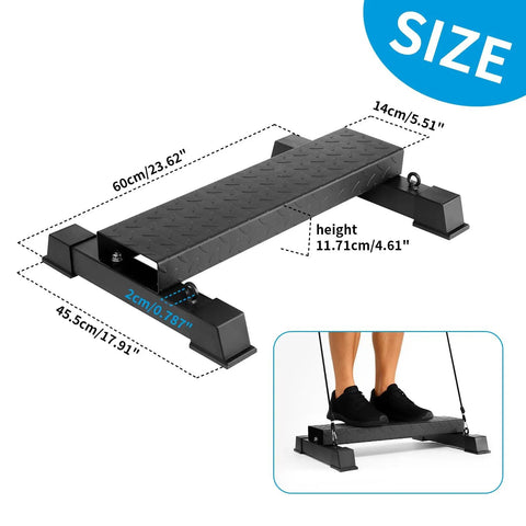 Premium Steel Calf Raise Block And Stretch Board For Savage Leg Days Adjustable Incline Platform dimensions showing height and width.