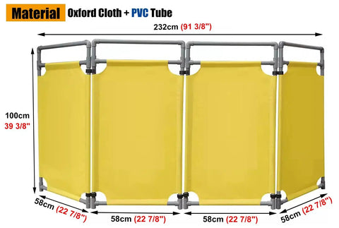 Hella Tough Expandable Crowd Control Barricade With Reinforced Plastic And Heavy Canvas Frames, measuring 232cm, yellow PVC tube barrier.