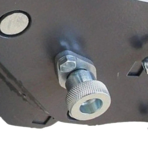Close-up of a Mechanical Quick Hitch System for Mini Excavator 0.5 to 3 Ton featuring screw-lock coupling.