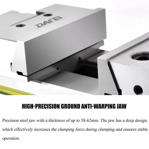 Premium 5-Inch Bench Vice With HRC62 Hardened Alloy Steel Construction featuring precision steel anti-warping jaw.