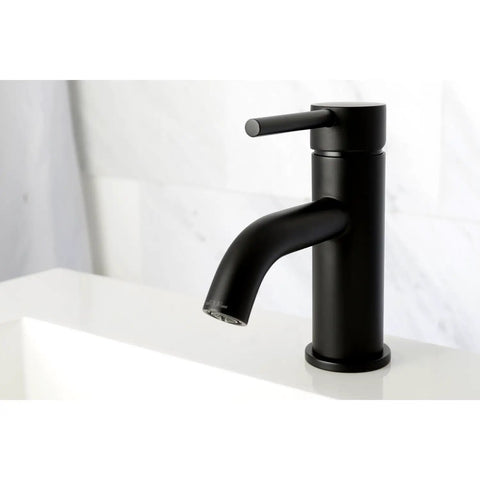 Concord Matte Black Bathroom Faucet With Solid Brass Construction, One Handle Operation on white sink