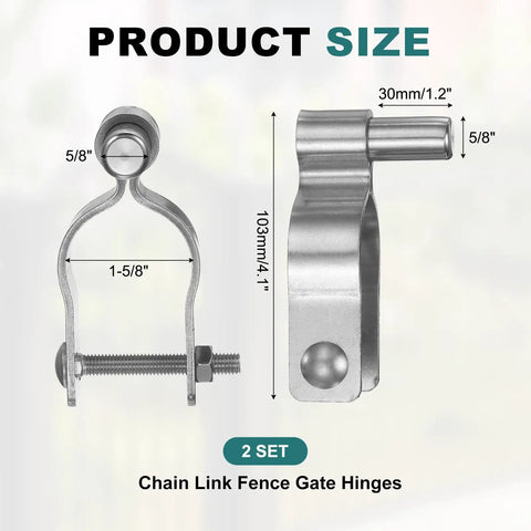 Heavy Duty Chain Link Fence Gate Hinges Kit Fit One And Five Eighths Inch Gate Two Sets 304 Stainless Steel close-up