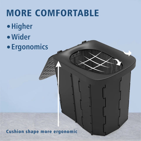 Dope Quality And Rock Solid XL Portable Folding Camping Toilet That Handles Four Hundred Pounds in ergonomic design with wide seat.