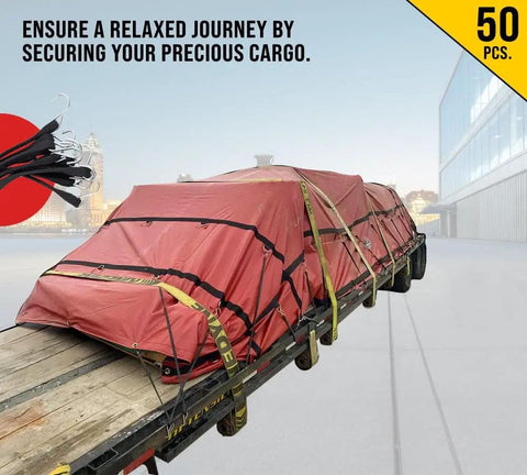 50 Pack 31 Inch Natural Rubber Tarp Bungee Straps With Crimped S Hooks Made From Galvanized Steel Heavy Duty Tie Down Cords