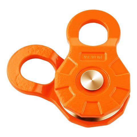 Heavy Duty Snatch Block Pulley For Off Road Recovery And Heavy Hauling, 33,000 LBS WLL, 66,000 LBS Breaking Strength, Change Direction To Gain Mechanical Advantage, Built Tough For Trucks, Tractors, ATVs And UTVs, Orange 1 Pack shown front view