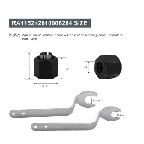 Offset Wrench for No Fuss Router Bit Changes with 1/2 Inch Collet, fits Bosch 1613 1617 1618 1619 routers, quick bit swap