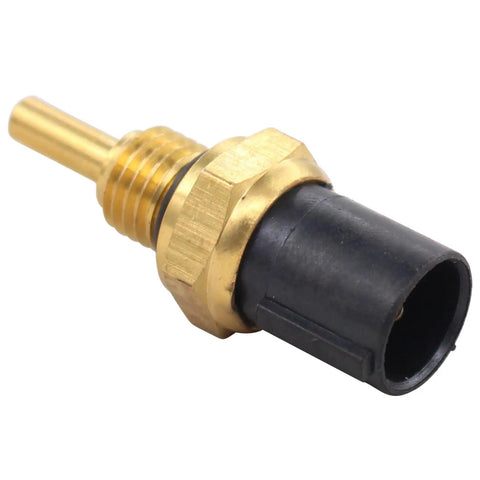 Engine Coolant Fan Temperature Sensor Switch And Connector Pigtail Kit for Honda Civic CR V Accord Odyssey Isuzu Oasis Acura CL MDX RSX TL TSX Replacement Sensor Kit For Reliable Cooling Performance And Easy Installation, brass and black sensor side view.
