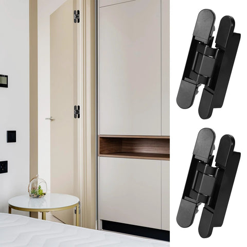 Six Inch Hidden Door Hinges Invisible Hinges Two Pack Heavy Duty Zinc Alloy Three Way Adjustable Butt Hinge 180 Degree Swing
