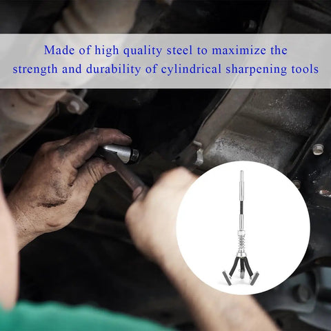 Mechanic using Engine Cylinder Hone Tool For Honing Holes 1 To 2 And A Half Inch Diameter With 220 Grit Stones Adjustable