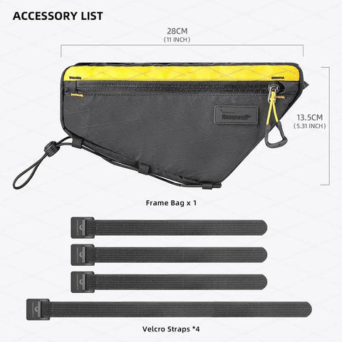 Ride Ready Bike Triangle Frame Bag 1.7L Waterproof Tool And Gear Organizer with YKK Zippers and Velcro Straps displayed