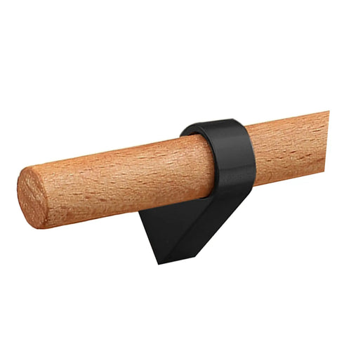 Solid Wood Cabinet Handle Black Drawer Pulls With Single Hole, side view showing wooden rod and black mounting bracket