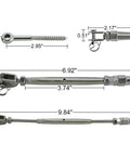 10 Pack 1/8 Inch Cable Railing Kit With 316 Stainless Steel Swageless Tensioners Welded Forks Eye Terminals And Wood Screws