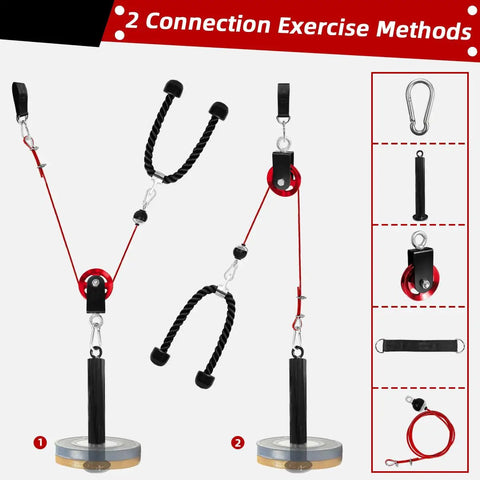 Lat Pulldown Cable System For Home Gym Versatile 2 Inch Olympic Attachments with tricep rope and pulley setup