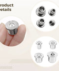 Dowel Center Pins For Woodworking, 40 Piece Set In Four Sizes, Carbon Steel Center Marks close-up with sharp points for precise drilling.