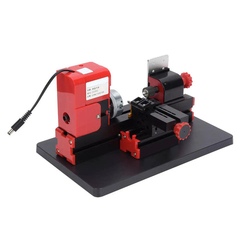 Compact 20000Rpm Mini Metal Lathe With High Speed Steel Turning Tool For Wood And Engineering Plastics on a black base.