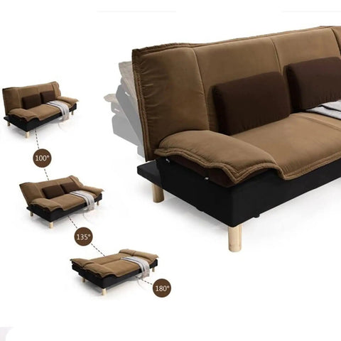 Folding Bed Lift Hinge With 3 Position Angle Mechanism on a brown lazy sofa showing 100 to 180 degree positions