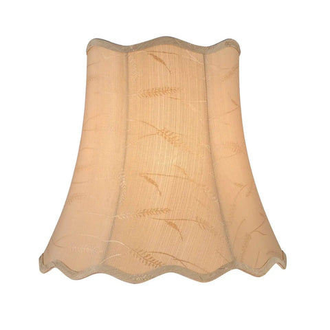 Transitional Scallop Bell Lamp Shade 10x16x15 In Oatmeal Faux Silk With Brass Spider Fitter Harp Compatible for home decor lamps