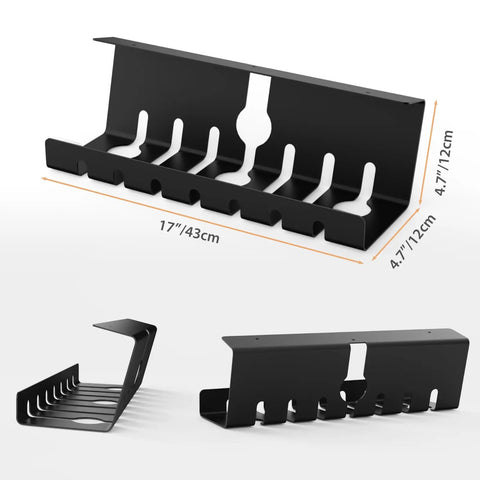 Heavy Duty Under Desk Cable Management Tray With No Drill C Clamp And Screw Mount 17 Inch Metal Cord Organizer For Home Office
