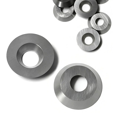 12mm Round Carbide Cutters And Inserts For Woodworking Lathes, tough tungsten steel blades, detailed view of round inserts.