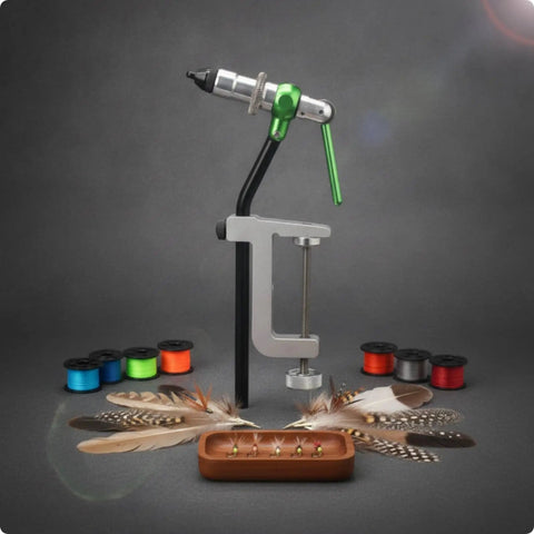 Adjustable Head Fly Tying Vise For Bench Work With Hardened Steel Hook Holder Non Slip Blue Desktop Vise For Precision Fly Tying Hobby Craft And Detailed Display Setup For Real Fly Tyers, bench clamp view