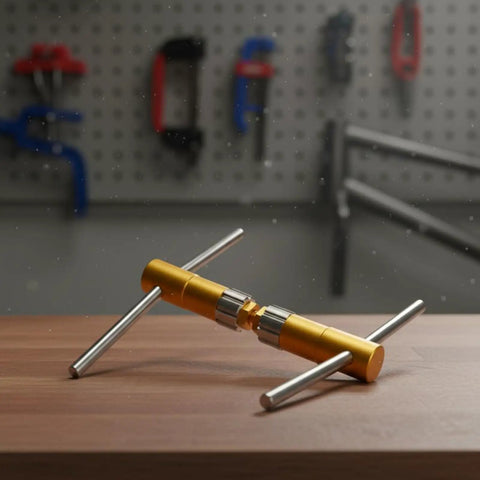 Bottom Bracket Thread Repair Tool Set With Tapper Thread Chaser Tapping And Facing Tools For Cleaning Damaged Threads And Reducing Cross Threading Pro Grade For Workshop Service And Bike Build Maintenance, gold metal hand tool