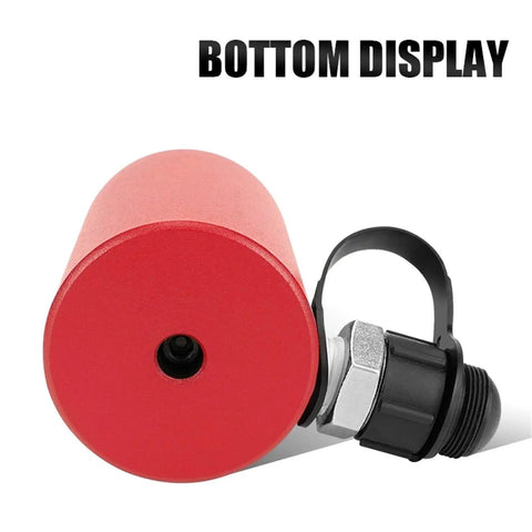 Heavy Duty Low Profile Hydraulic Jack With 50 Ton Capacity And 50 mm Lift Travel A Smooth Operator Heavy Hitter bottom display showing the red base and connector.
